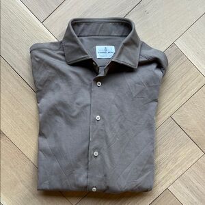 Emanuel Berg Men's Taupe Button Down Shirt